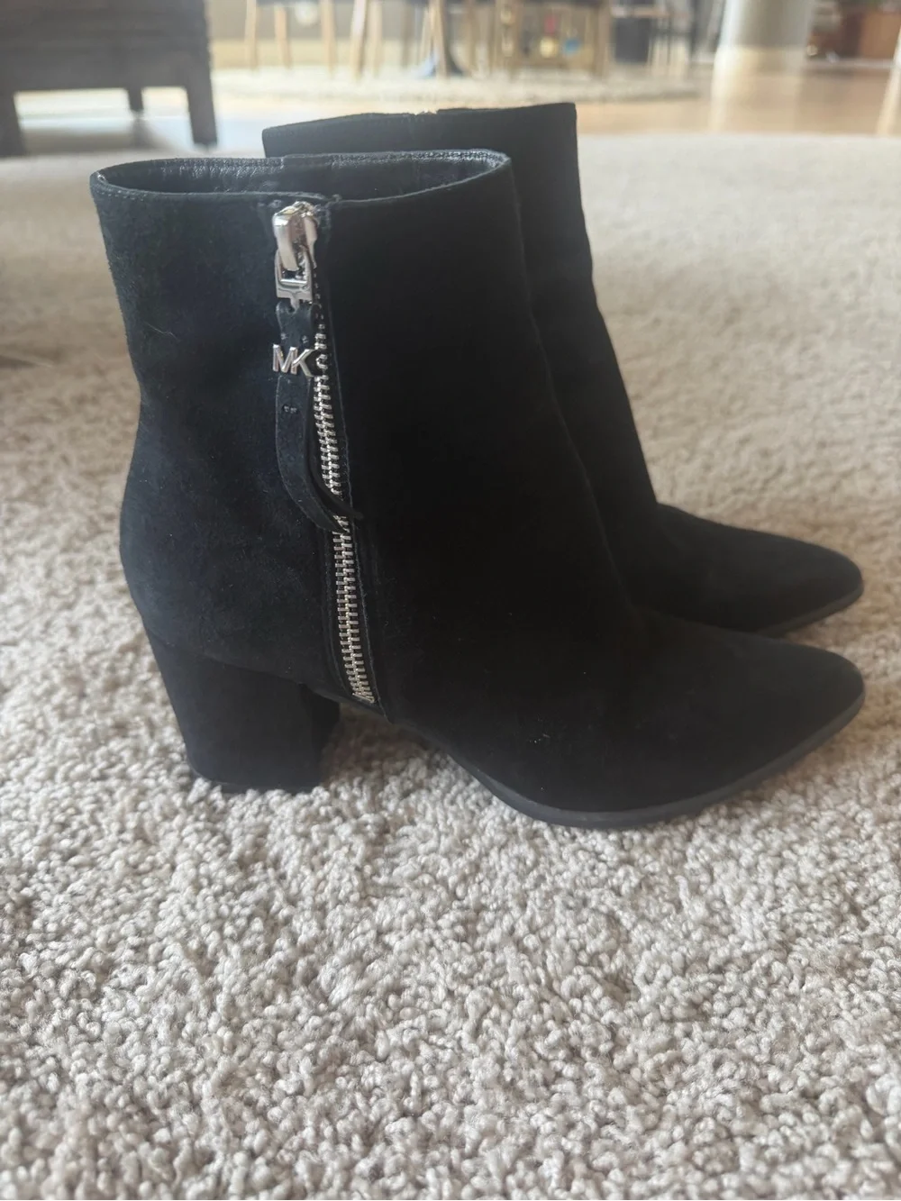 Michael Kors Black Suede Side-Zip Ankle Boots